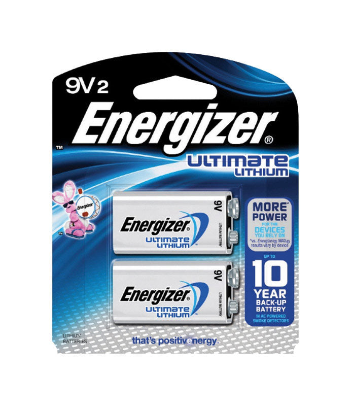 Energizer L522BP-2 Ultimate Lithium Battery, 9 V