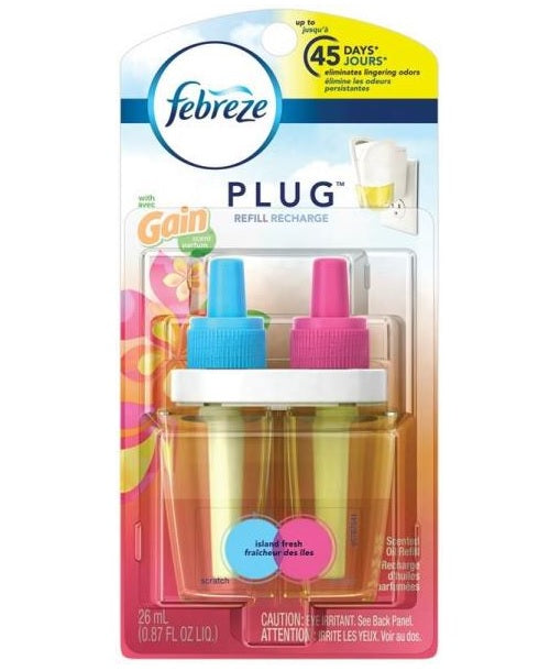 Febreze 90497 NoticEables with Gain Air Freshener Refill, 0.87 Oz, Island Fresh
