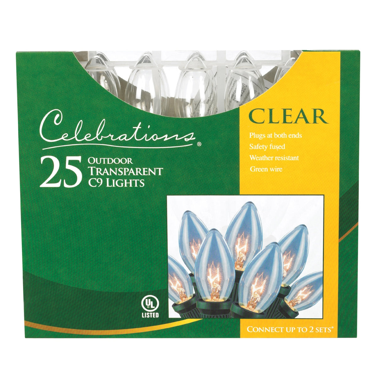 Celebrations C42G4111 C9 Outdoor Light Set, 25', Clear Lights