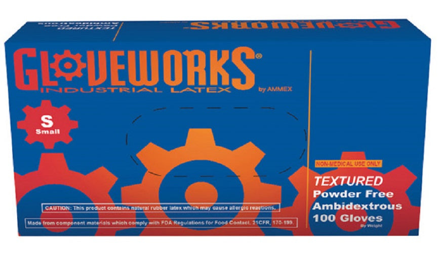 Gloveworks TLF42100 Food Service Gloves, Small, Latex, Ivory, 100 Piece