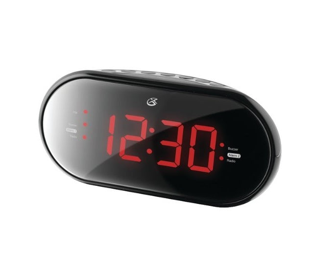 GPX C253B AM/FM Clock Radio with Intelli Set, Includes AC/DC adapter
