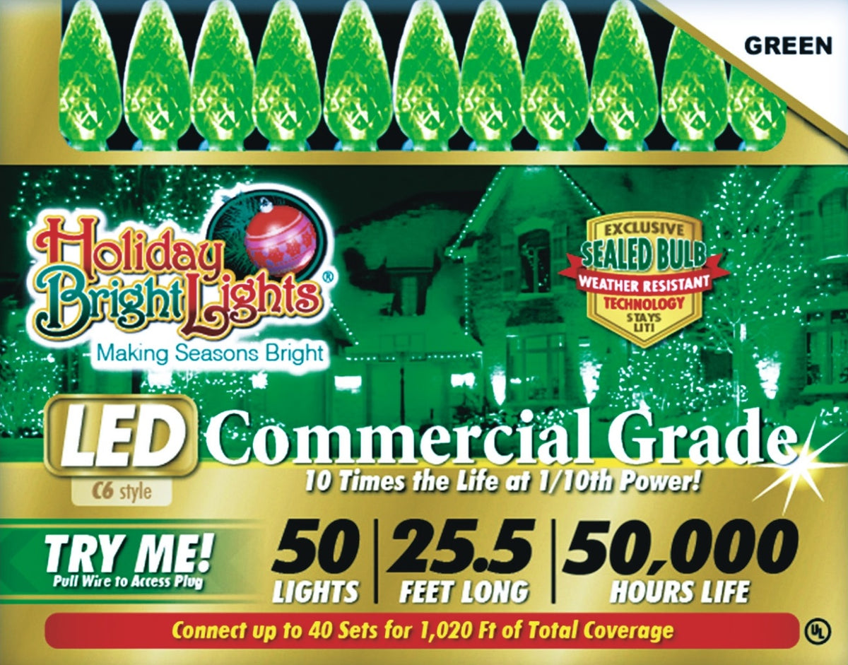 Holiday Bright Light LEDBX-C650-GR6 Commercial LED Light Set, Green
