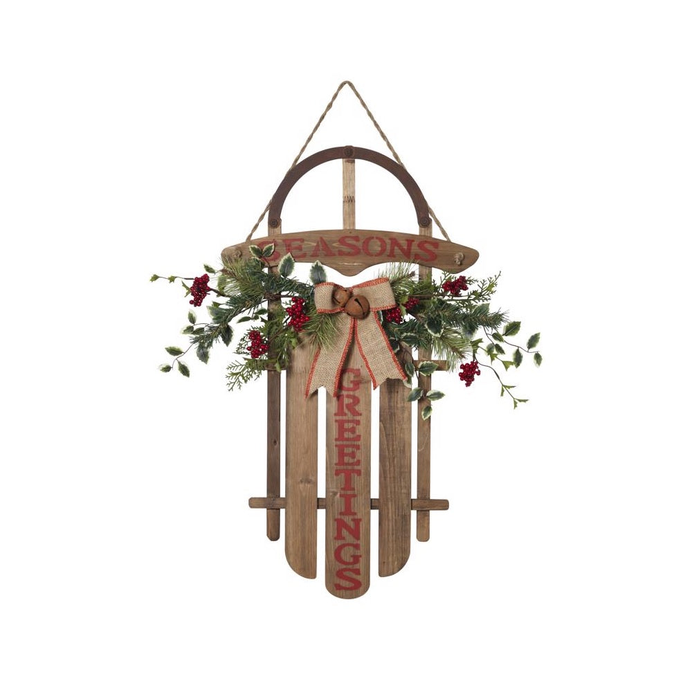 Gerson 2361040 Christmas Hanging Sled, Brown