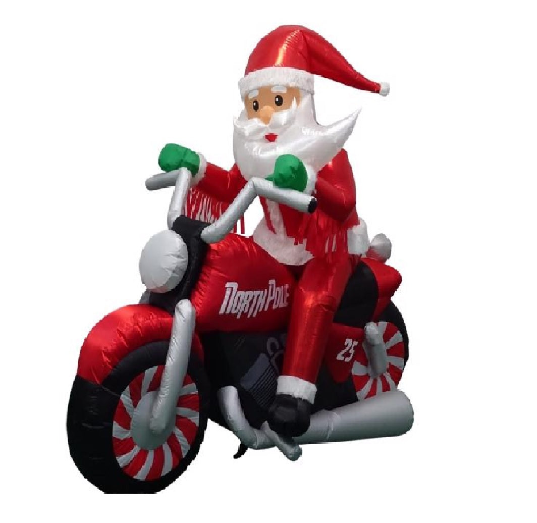 Gemmy 113764 Airblown LED Santa on Motorcycle Inflatable