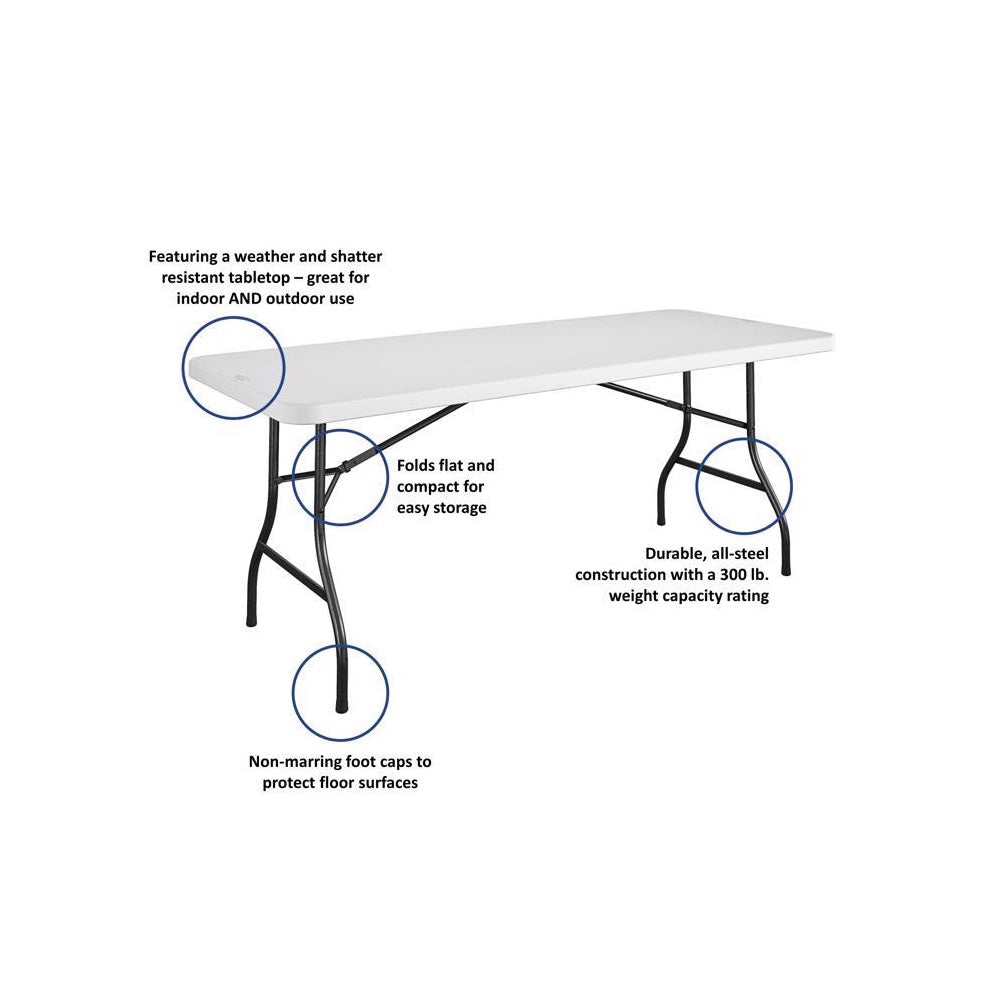 Cosco 14-164-WSP1 Rectangular Folding Table, 72 inch, White