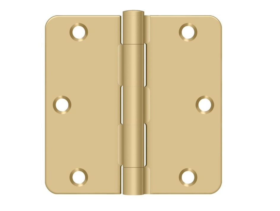 Deltana S35R4BK4 Residential Thickness Radius Hinge, Satin Brass