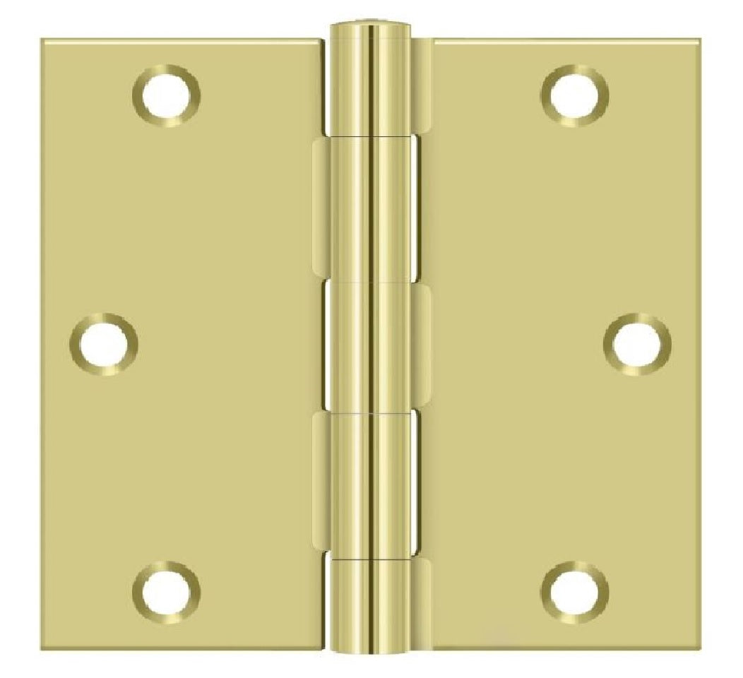 Deltana S35U3-R Square Door Hinge, Bright Brass