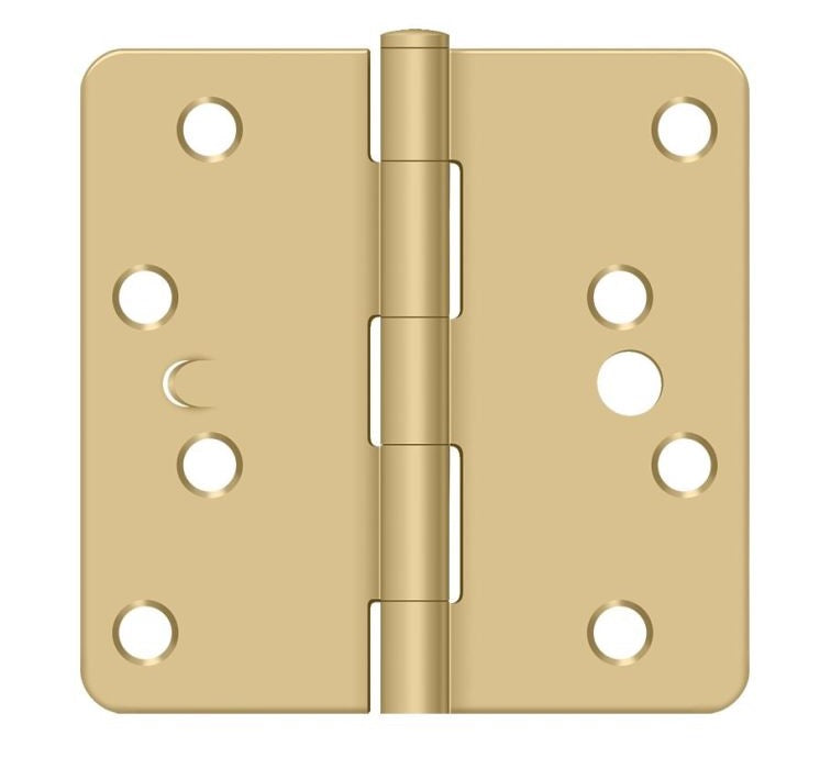Deltana S44R44S Radius Door Hinge, Satin Brass