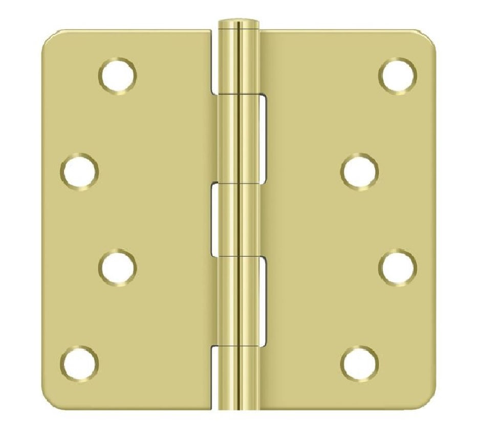 Deltana S44R4BK3 Radius Door Hinge, Bright Brass
