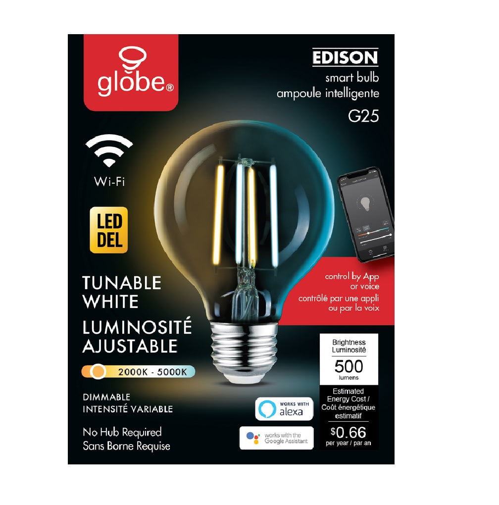Globe 34920 Edison G25 E26 (Medium) Smart WiFi LED Bulb