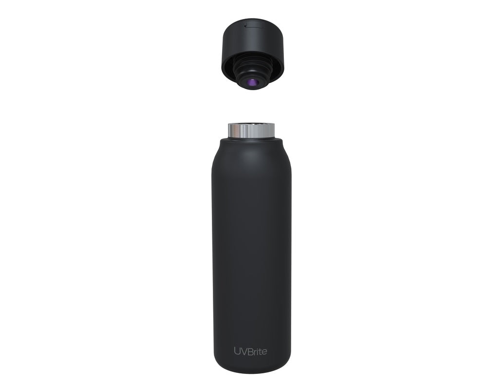 UVBrite TT-B02 Self-Cleaning Water Bottle, Black, 20.3 oz.