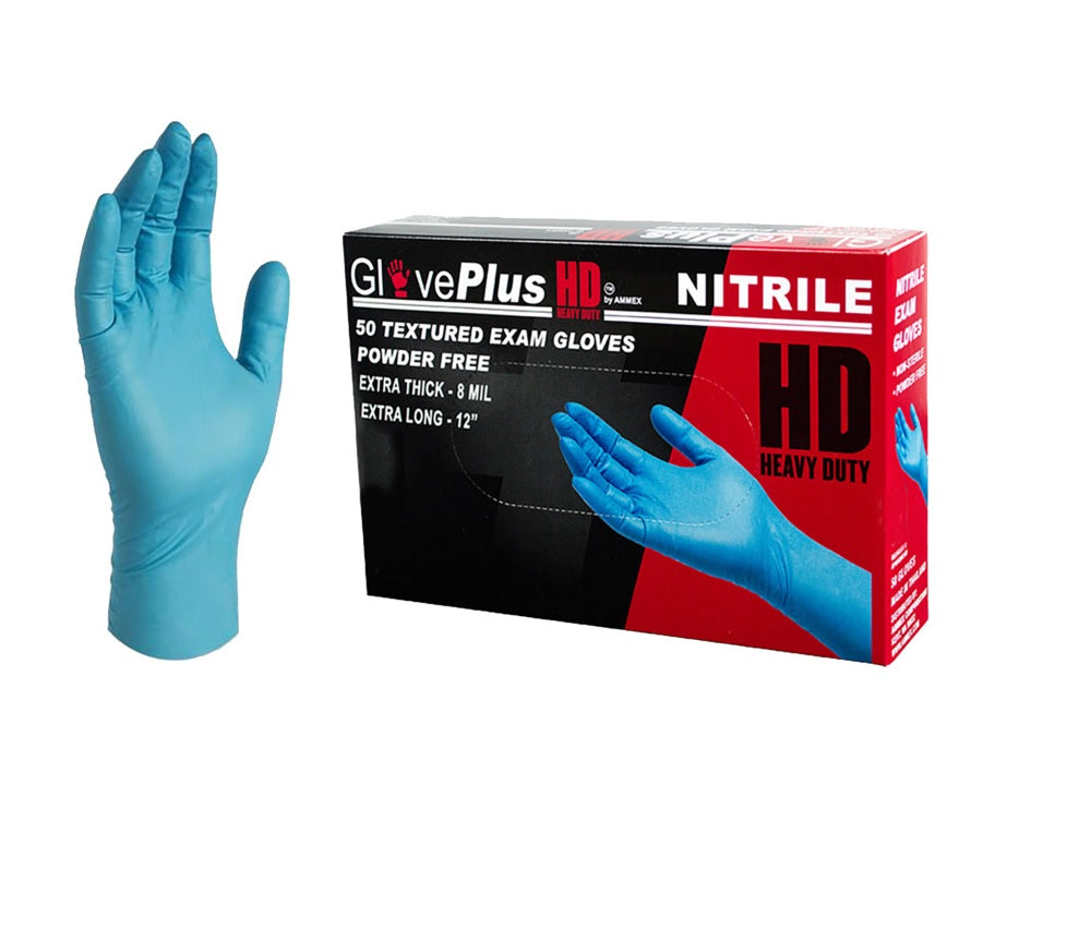 GlovePlus 7687338-PARTS Nitrile Disposable Gloves, Blue, 50 PK