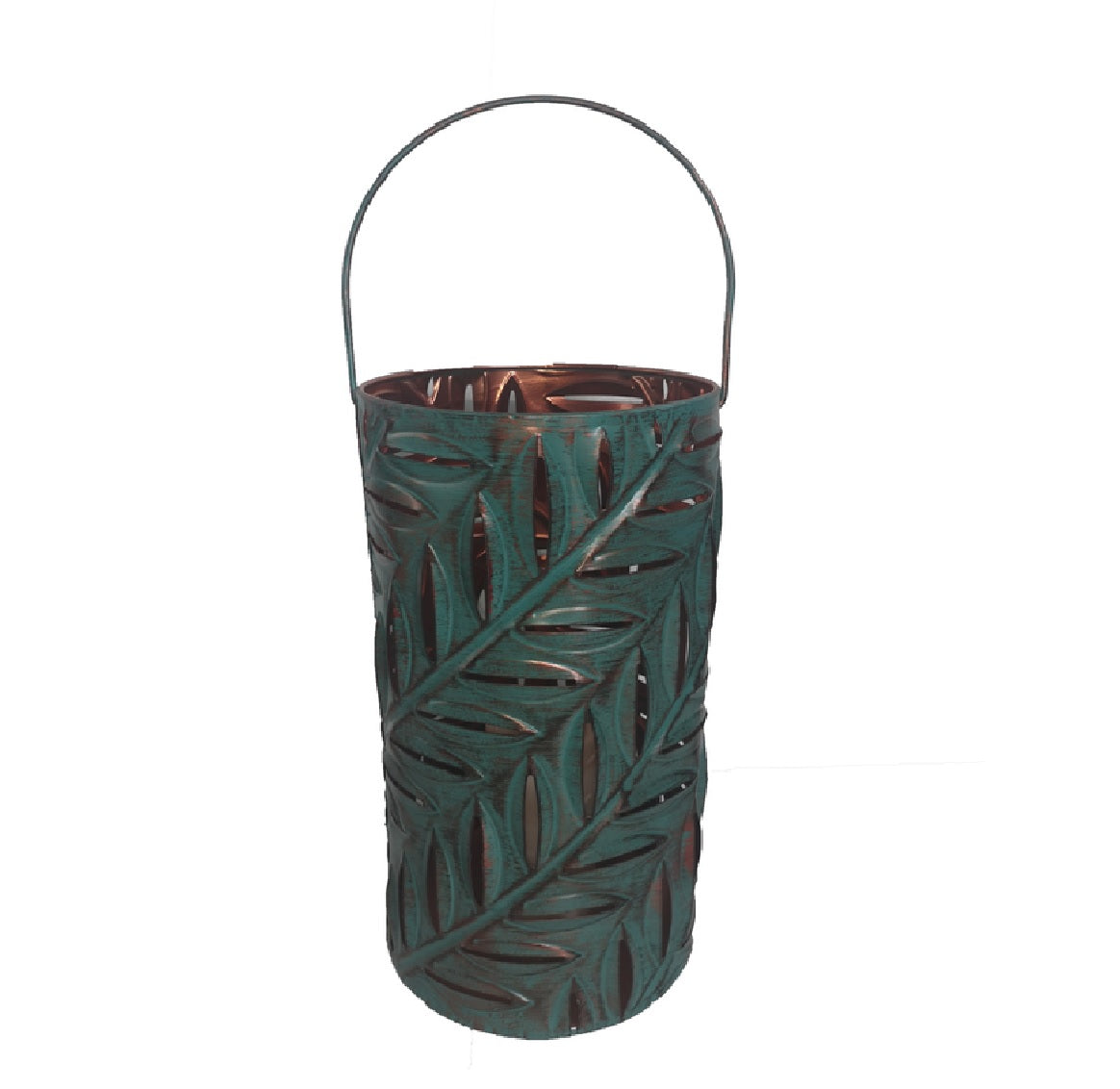 Infinity GJ18227A LED Leaves Hanging Lantern, Green Patina