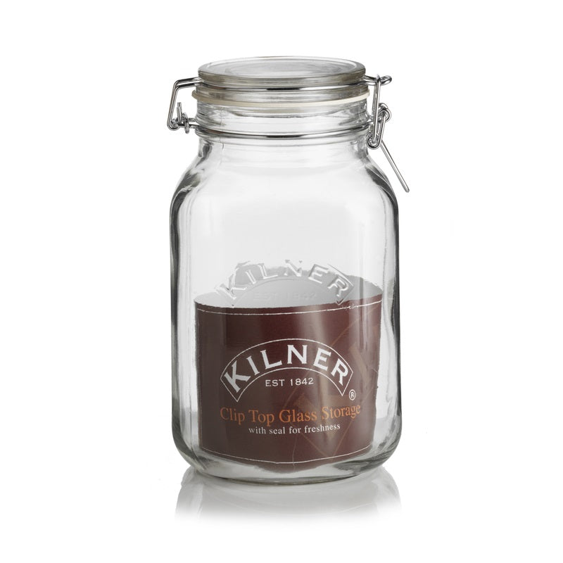 Kilner 0025513 Square Clip Top Storage Jar, 68 Oz