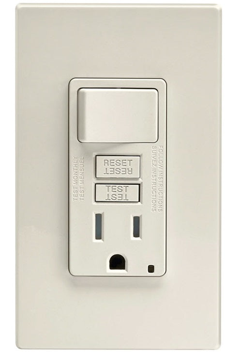 GFCI Receptacle With Switch, 15 Amp, low price, hardware electrical