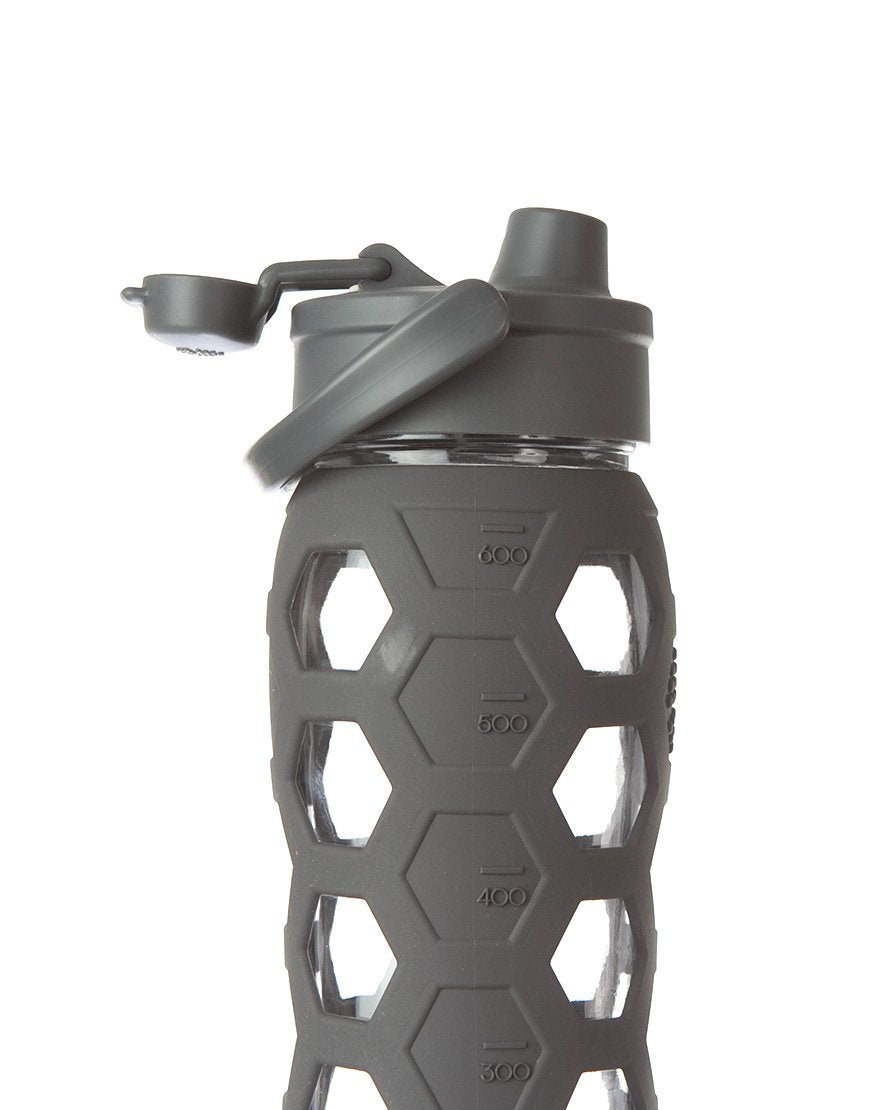 Lifefactory 236002 Glass Water Bottle with Flip Top Cap, 22 Oz, Carbon