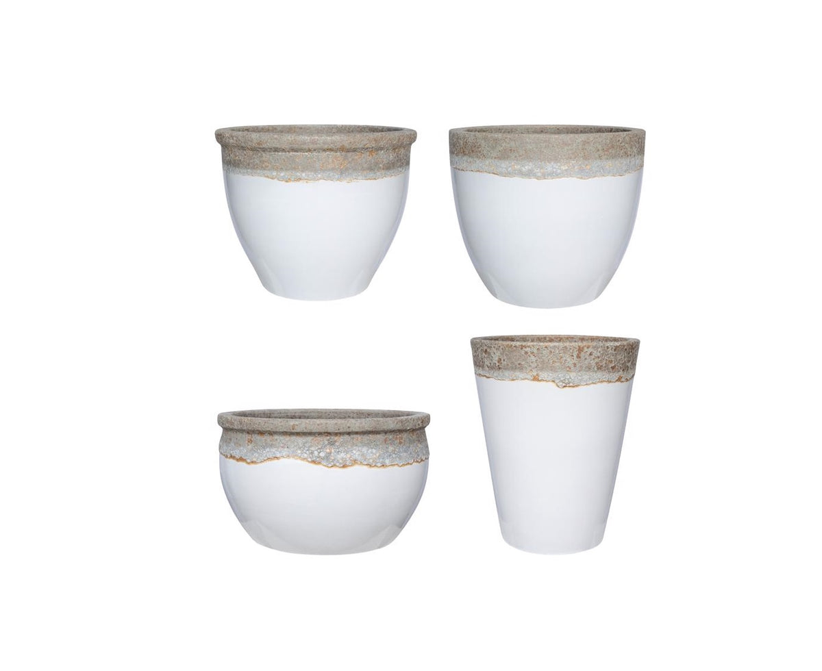 Michael Carr Designs 1308DVOLWHIT Pottery Ceramic Planter, White, 9 inches