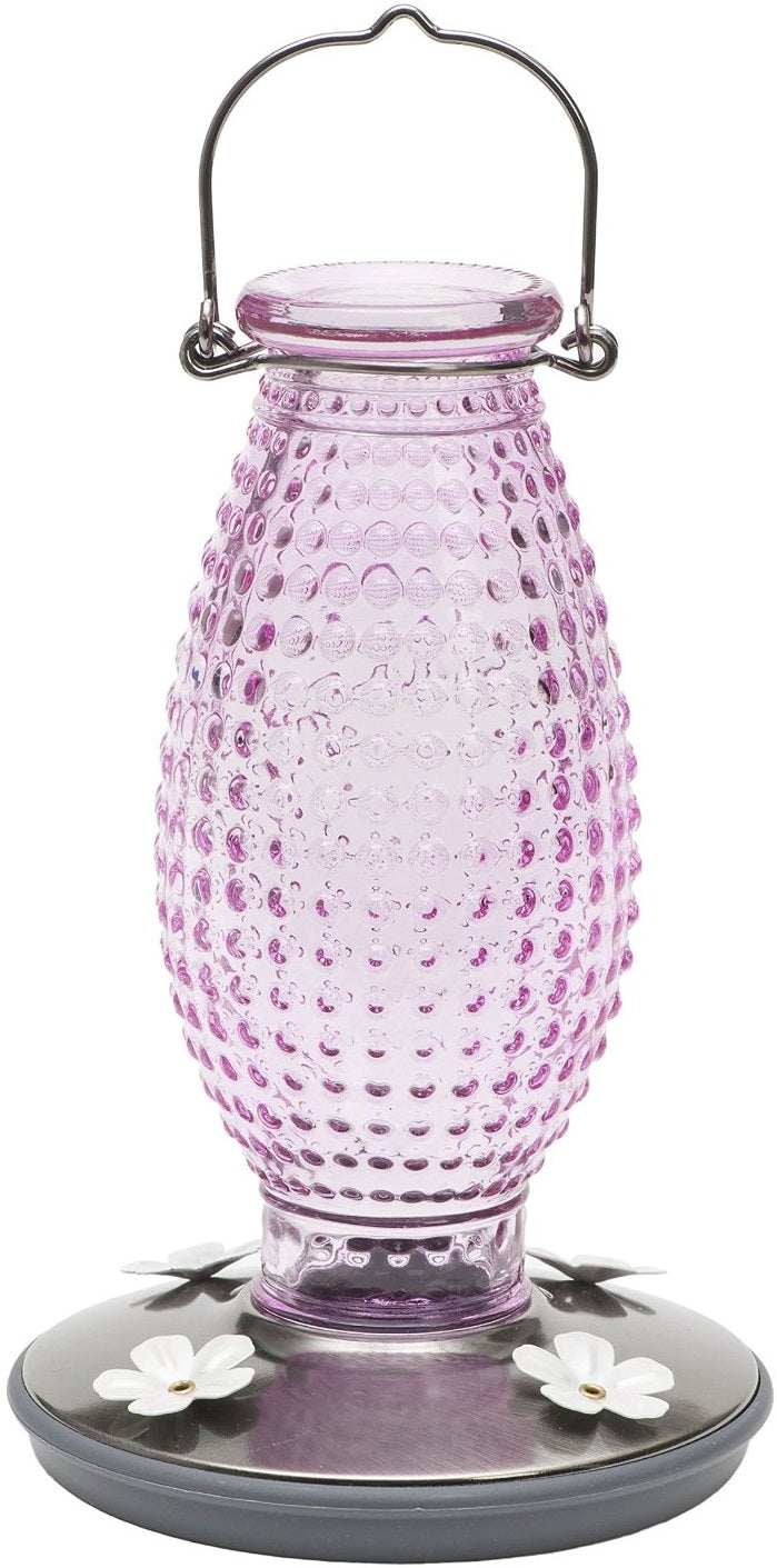 Perky-Pet 8131-2 Cranberry Hobnail Vintage Glass Hummingbird Feeder, 24 Oz