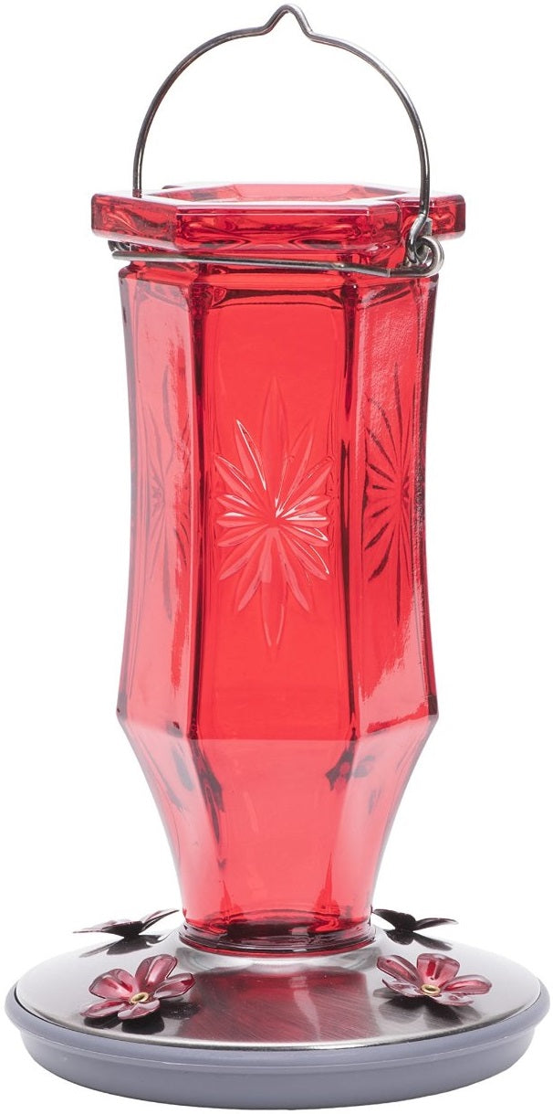Perky-Pet 8139-2 Ruby Starburst Vintage Glass Hummingbird Feeder, 16 Oz