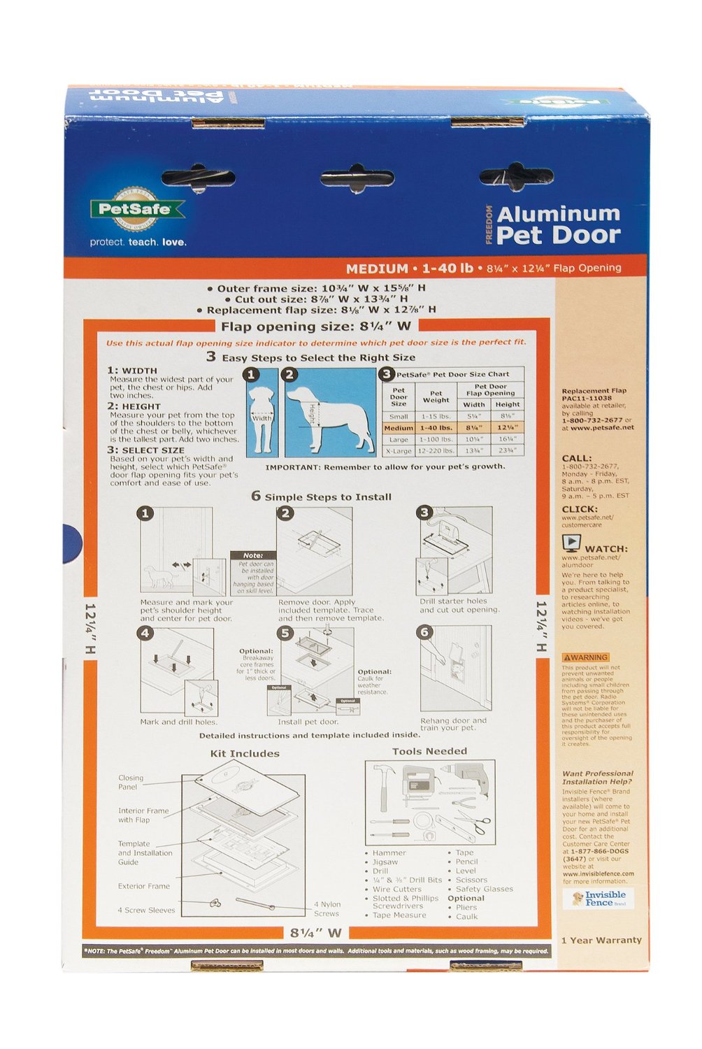 Pet Safe PPA00-10860 Medium Aluminum Pet Door, White