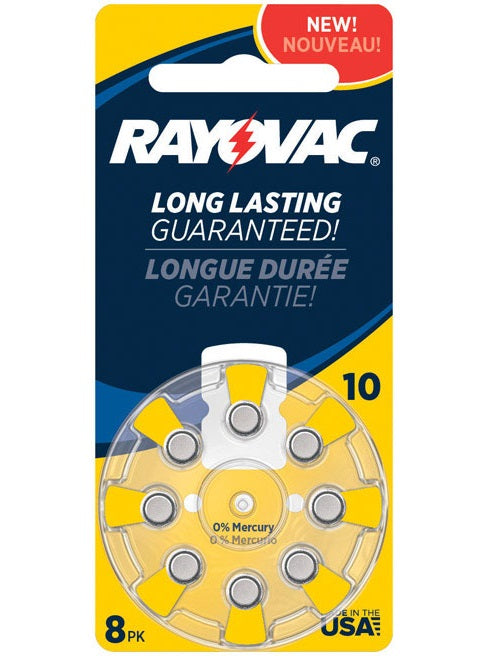 Rayovac L10ZA-8ZM Hearing Aid Batteries, 1.45 Volt