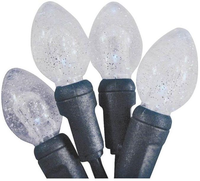 Santas Forest 04588 C5 Lens Glitter Clear Christmas Lights, 200 Ct