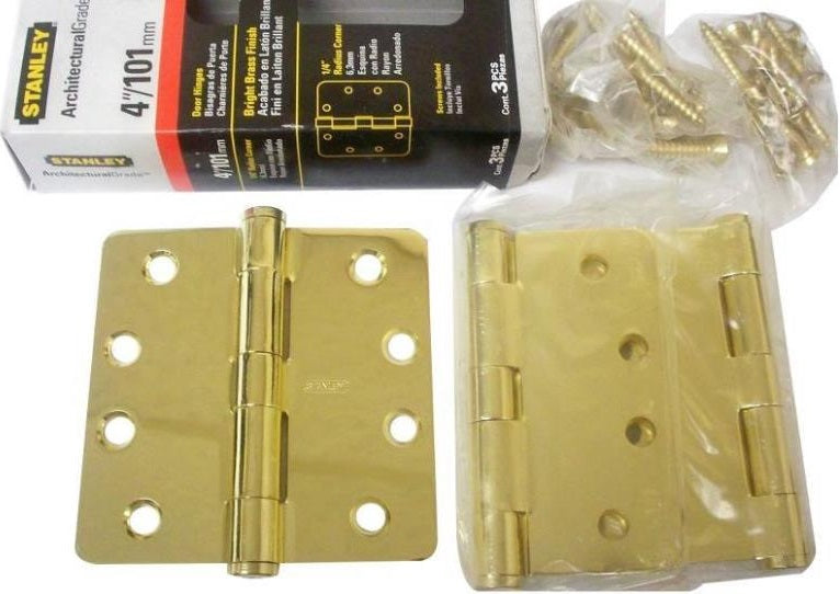 Stanley S820-803 RPRDF179 Door Hinge, 4", Bright Brass