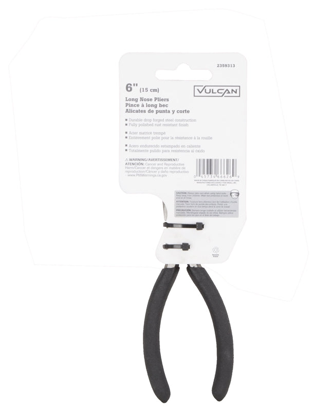 Vulcan JL-NP008 Long Nose Plier With Non-Slip Grip Handle, 6" L