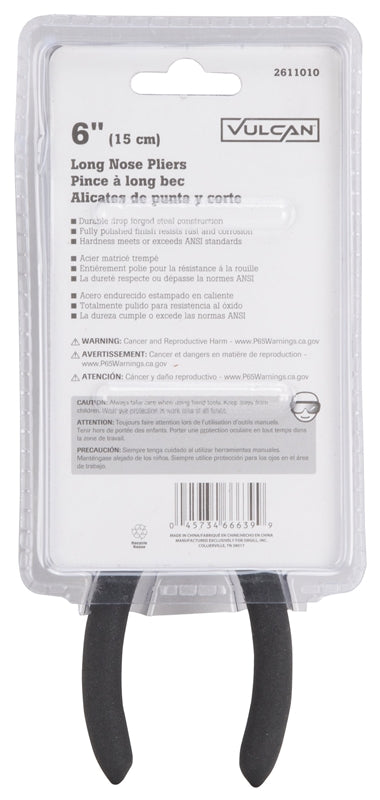 Vulcan PC920-34 Long Nose Plier With Non-Slip Grip Handle, 6" L