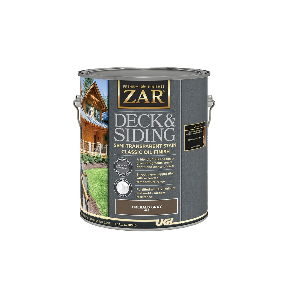 Zar 68613 Deck and Siding Semi-Transparent Stain, Emerald Grey, 1 Gall ...