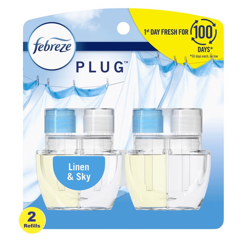 Febreze Plug Linen and Sky Scent Air Freshener Oil Refill 1.75 oz Liquid 2 pk