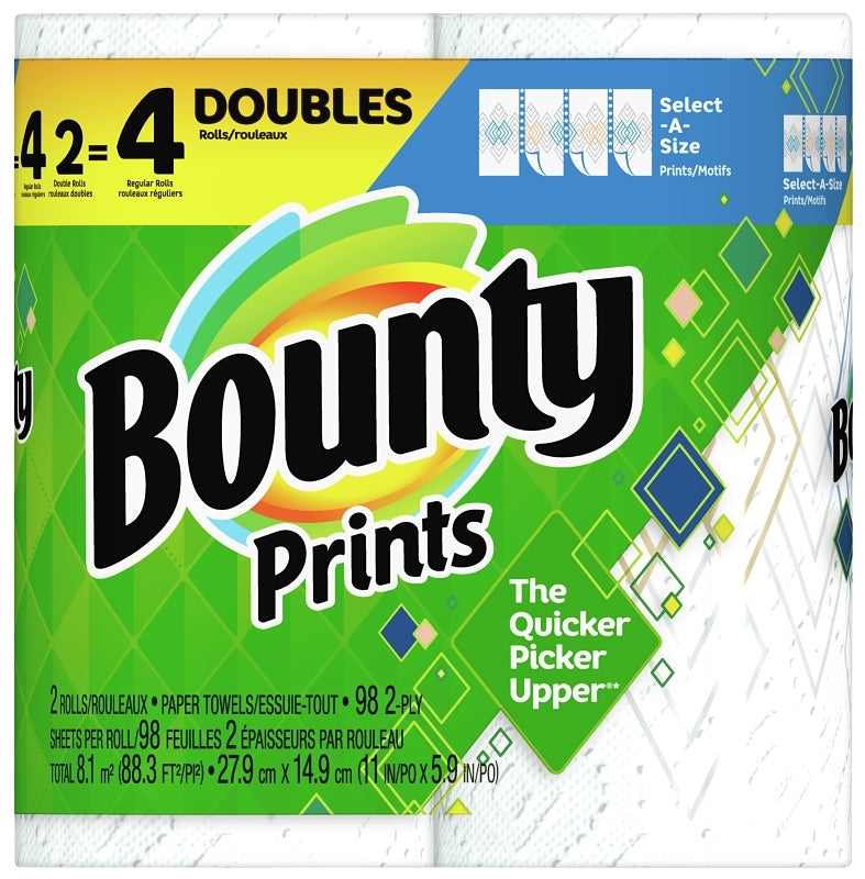 Bounty 66660 Double Roll Paper Towel, 2-Ply, 2/PK