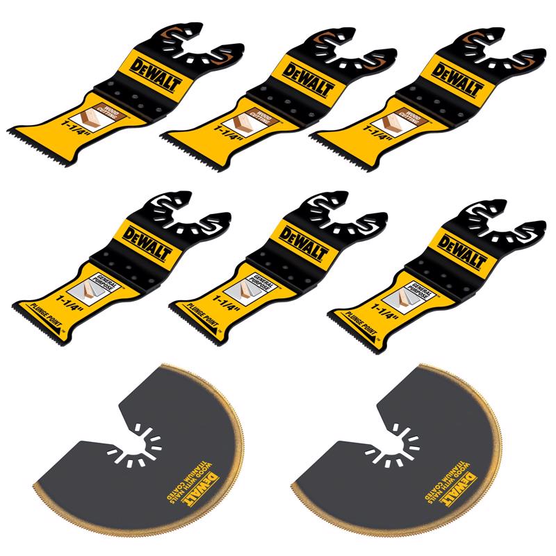 DeWalt 1-1/4 in. W Bi-Metal PlungePoint Oscillating Blade Set 8 pc