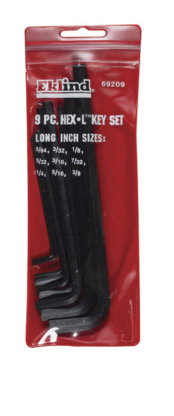 Eklind 69209 Hex Key Set L Short 9 Piece - Black