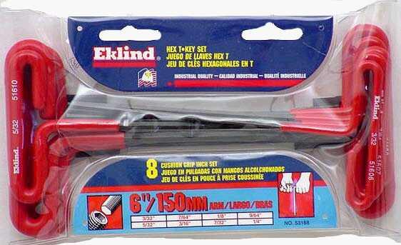 Eklind 53168 T-Handle Hex Key, 6", 8-Piece