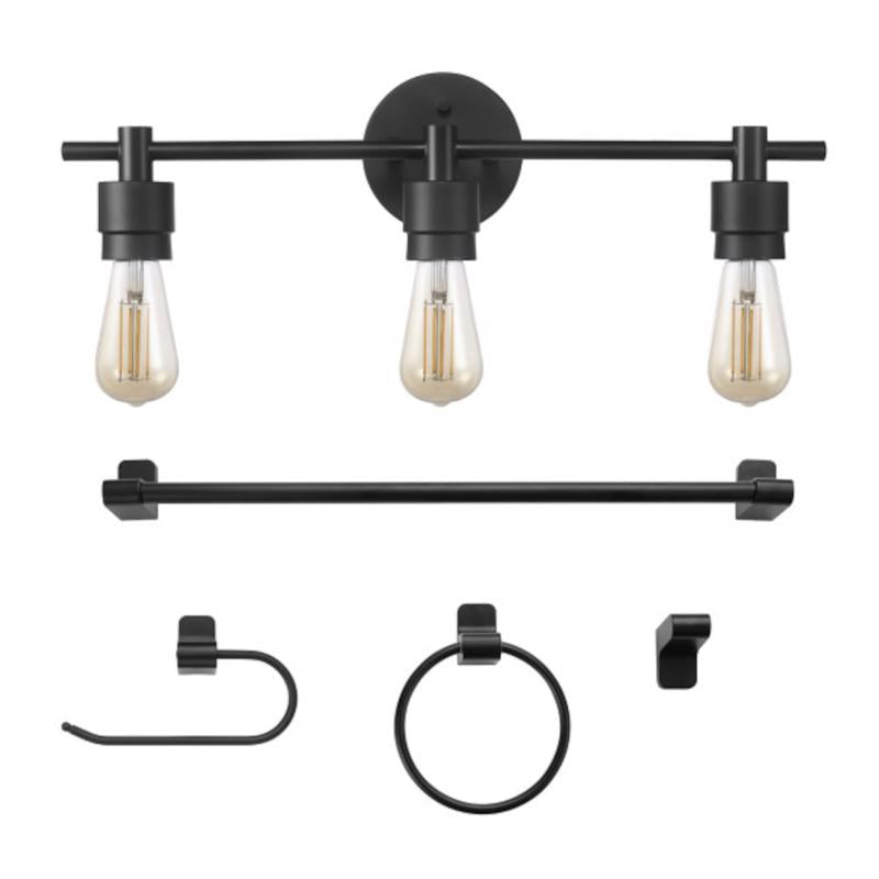 NSH Globe Electric 5-Piece Bath Set Black 6 Piece Display