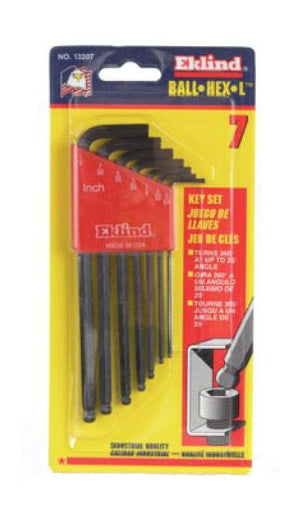 Eklind 13207 Ball Hex-L Key Set, Black Oxide, 7 Pieces