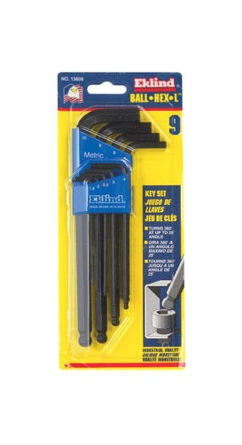 Eklind 13609 Balldriver Metric Hex Key Set, 9 Pieces