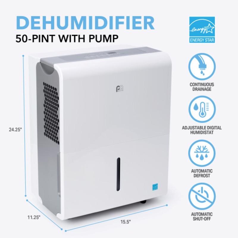 Perfect Aire 4PFDP50 50-Pint Flat Panel Dehumidifier with Built-In Pump, White - View 6