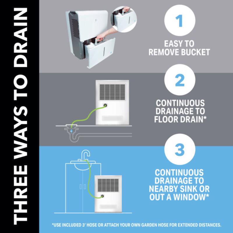 Perfect Aire 4PFDP50 50-Pint Flat Panel Dehumidifier with Built-In Pump, White - View 9