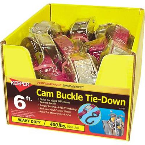 Keeper 89715-10 Cam Buckle Tie-Down 6'x1", Maroon