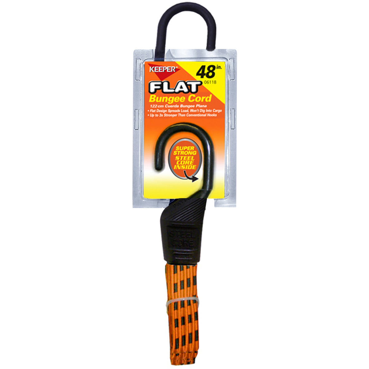 Keeper 06118 Bungee Cord 48", Orange/Black