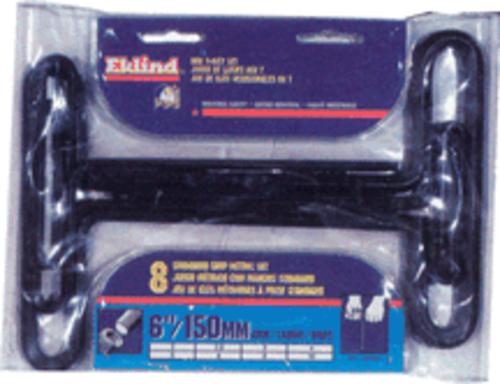 Eklind 33168 Long Reach T-Handle Hex Keys Standard 8 Piece Set, 6"