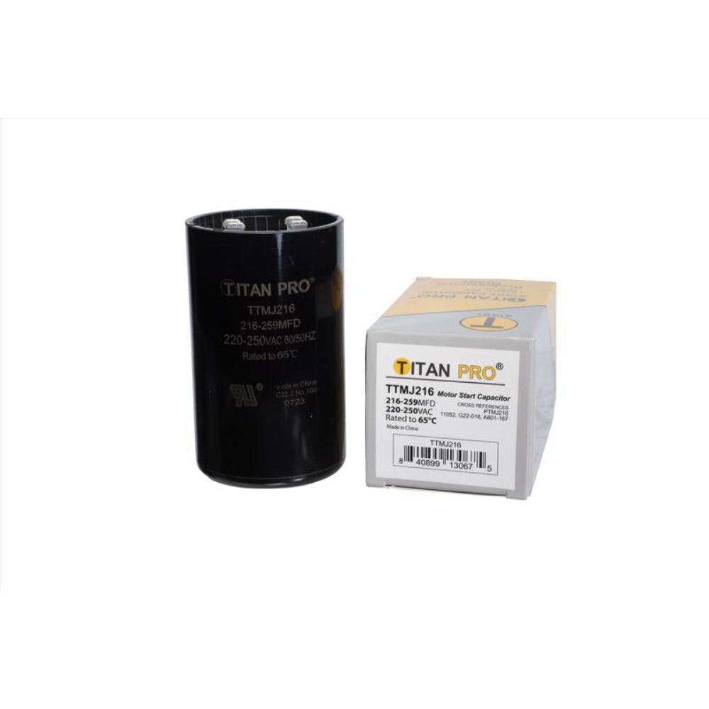 Titan Pro TTMJ216 216-259 MFD Round Start Capacitor, Resin