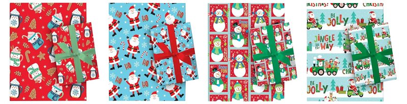Santas Forest 67905 Juvenile Gift Wrap, Paper, Assorted, Matte