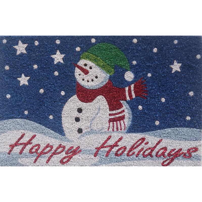 Rockport Premium VBC1828G-CHR40 Happy Holidays Snowman Door Mat, Multicolored