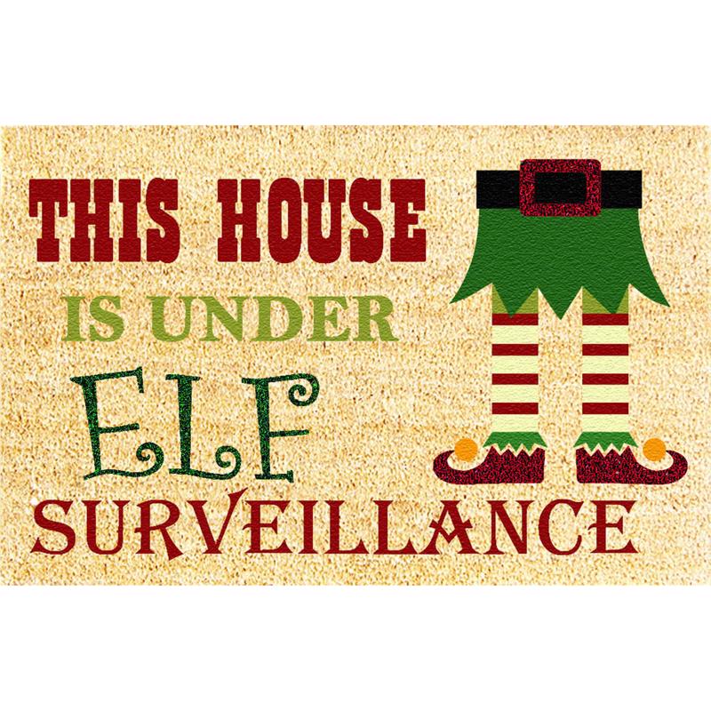 Rockport Premium VBC1828G-CHR45 This House Is Under Elf Surveillance Door Mat, Multicolored