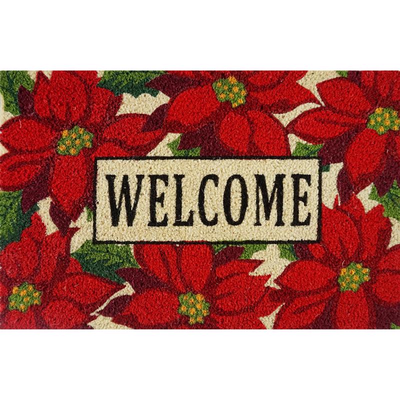 Rockport Premium VBC1828FWFL1833 Poinsettia Welcome Door Mat, Multicolored