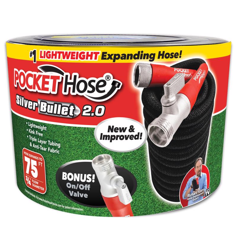 Pocket Hose Siver Bullet 2.0 3/4 in. D X 75 ft. L Medium Duty Expandable Flexible Garden Hose