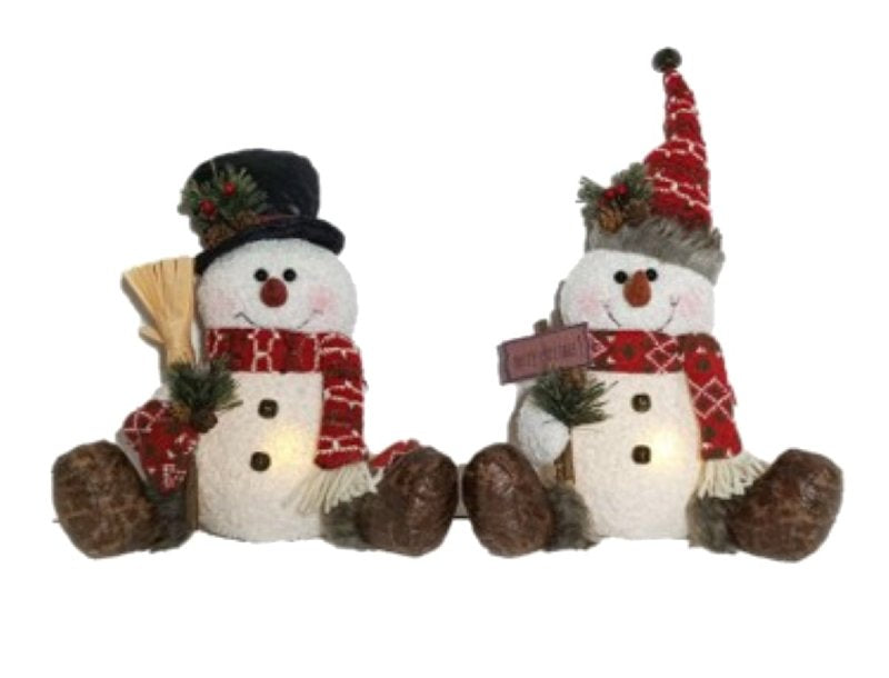 Santas Forest 48905 LED Sitting Snowman, B/O, 13 in